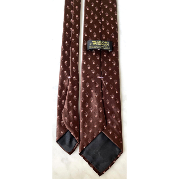 Wembley Brown Dots Vintage Men's Neck Tie - Wemlon Crushable, Washable - Picture 4 of 4